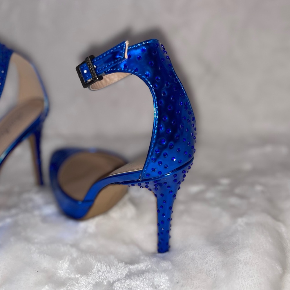 Charles By Charles David Metallic Blue Ankle Strap Heels - Picture 8 of 13